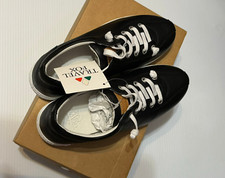 Travel Fox Women's Low-Cut Calf Leather Shoes Sneakers Black US 5.5/EUR 36