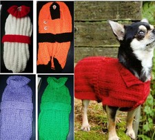 Hand knitted dog coat - chihuahua or puppy size - 9in length/8-12in chest