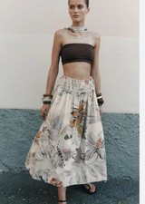 ZARA NEW WOMAN MID-RISE MIDI ZW COLLECTION PRINTED SKIRT multicoloured M 
