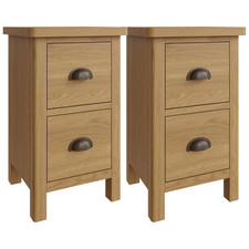 Ravendale Oak Pair of 2 Drawer Bedside Cabinet | Rustic Solid Wood Bedroom Unit