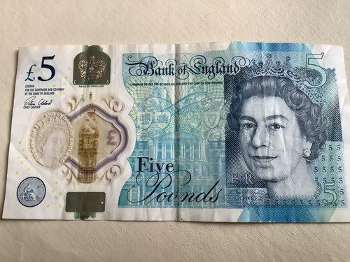 Five pounds banknote - banknote., £5