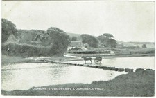 VINTAGE B/W POSTCARD, WALES, OGMORE RIVER & OGMORE COTTAGE, EWENNY
