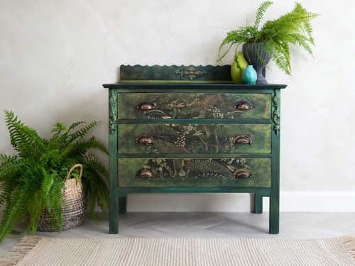 Hand painted oak chest - hand, of