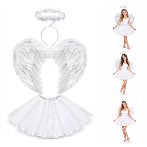 White angel wings halo tutu - white,