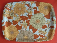 Vintage Retro 60-70s Thetford Melamine Tray Yellow Flower Floral Pattern Serving