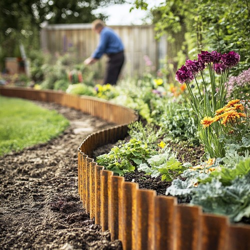 Pre rusted metal garden edging - rusted,