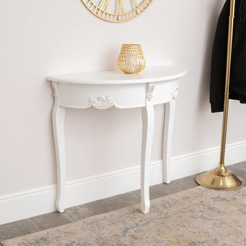 White half moon console - white, table