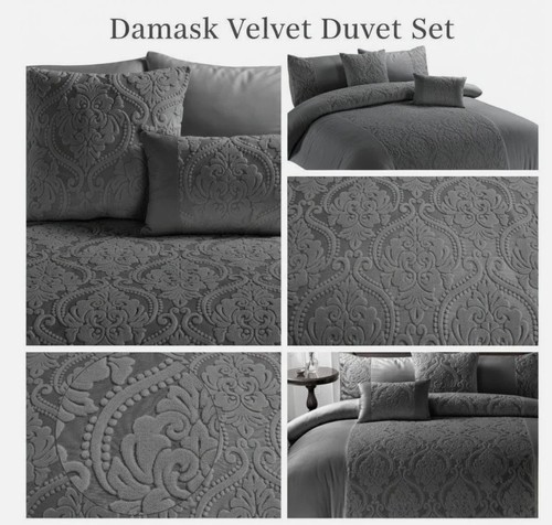 Damask velvet duvet cover - damask, set