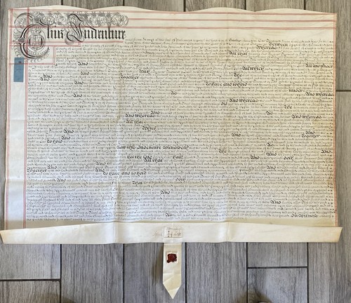Antique 1709 vellum indenture - antique,