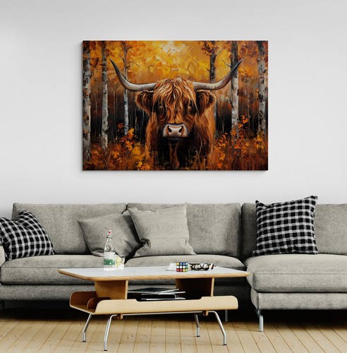 Highland cow animal canvas - highland,