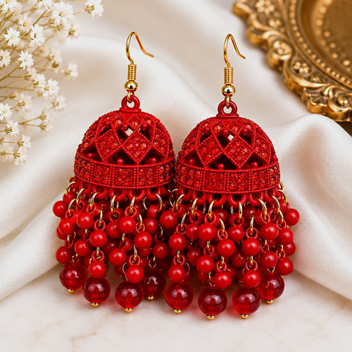 Jhumka earrings beaded - jhumka,