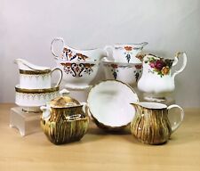 Vintage Mixed Lot Of 10 Famous Brand Sugar Bowls & Creamers / Jugs Wedding Party