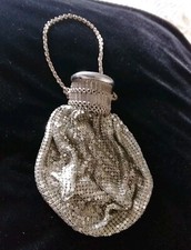 Vintage Whiting and Davis Expandable Top Silver Mesh Chain Mail Purse / Clutch