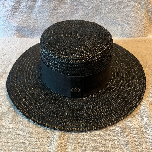 Gucci black straw boater hat - black,
