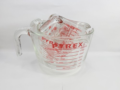 Pyrex set cup clear glass - pyrex,