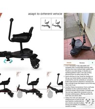 Universal Buggy Board with Seat, 2 in 1 Pram Standing Board, 2-6 Years Load 25kg