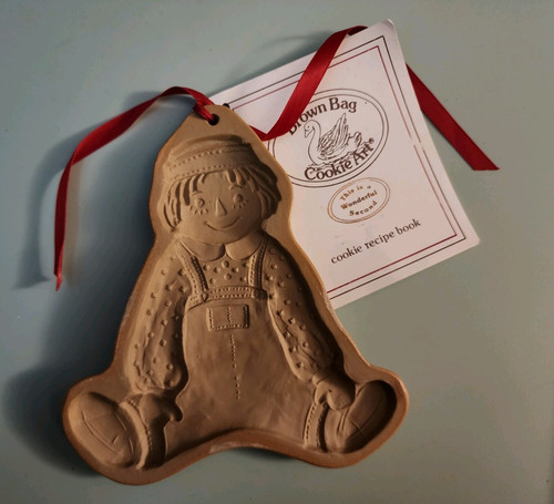 Brown bag cookie art - brown, ceramic