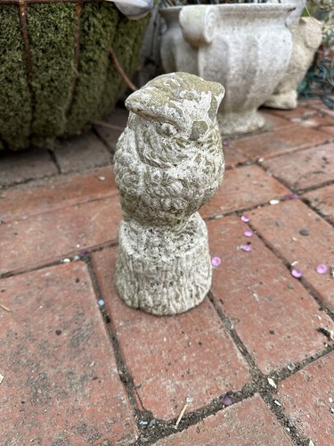 Vintage concrete weathered owl - weathered,