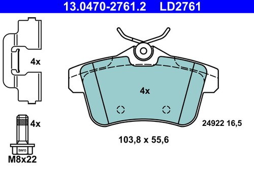 Ate 0470 2761 brake pad - ate, 13.0470-2761.2