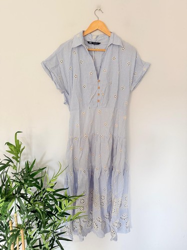 Zara dress blue white - zara,