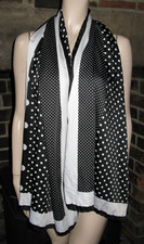 Gok x Gok Wan silk feel scarf black white polka dot large versatile hand rolled