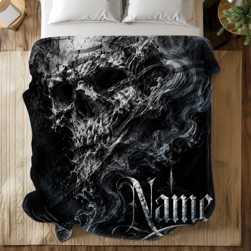 Gothic skull name coral fleece - name,