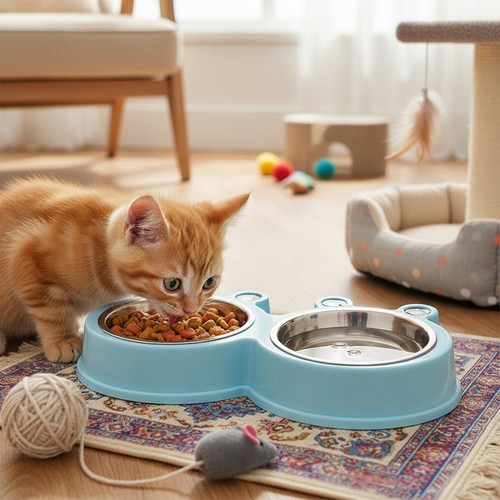 Raised cat bowl stainless - raised,