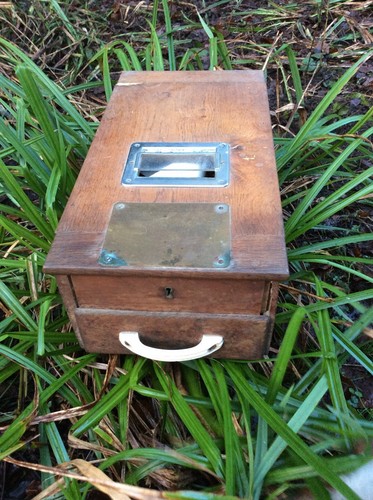 Antique wooden cash till - wooden,