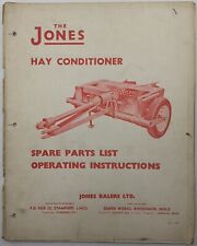 Original Jones Hay Conditioner Operating Instructions & Parts List, c 1950's