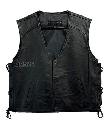 Men leather waistcoat black - waistcoat,