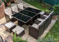 Outsunny 10 Seater Rattan Cube Garden Furniture Set, Brown