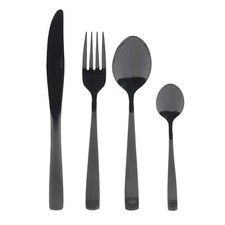 Salter Cutlery Set Black Stainless Steel 32 Piece 8 Person Tableware Regal Range