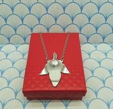 Vintage 925 Sterling Silver Large Maple Leaf Pendant Necklace with Box