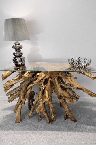 Teak root furniture console - teak,