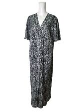 KOOLOOK Dress ONE SIZE Grey Wrap Maxi Spot Effect Over Style Womens NEW RRP £39