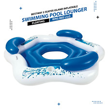 3 SEATER INFLATABLE BESTWAY ISLAND LOUNGER RING SWIMMING POOL LILO FLOATING BED