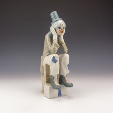 Vintage Casades Spanish Porcelain - Sad Clown In Top Hat Figurine