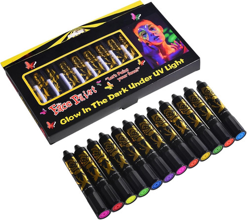 12pcs neon face paint pens - uv,