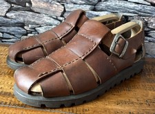 Vintage Style Clarks Size 11 Brown Leather Gladiator Sandals Shoes Jesus Men's