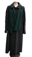 VTG Loden dark grey ladies coat, Austria, wool blend 42 inch detachable scarf