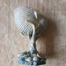 Royal Worcester Blue/ White Bone China Nautilus Shell Vase Rare 6.5" 