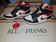 Men’s Nike Air Jordan 1 Mid Trainers Black Red White 554724-122 Size UK 10