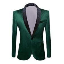 Men Green Velvet Tuxedo Jacket