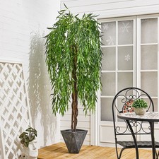 6FT Artificial Willow Tree Fake Faux Plant in Black Pot for Indoor Outdoor Decor