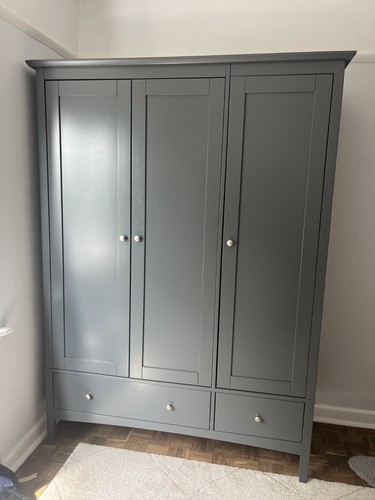 Mid grey door wardrobe with - mid-grey, 3-door