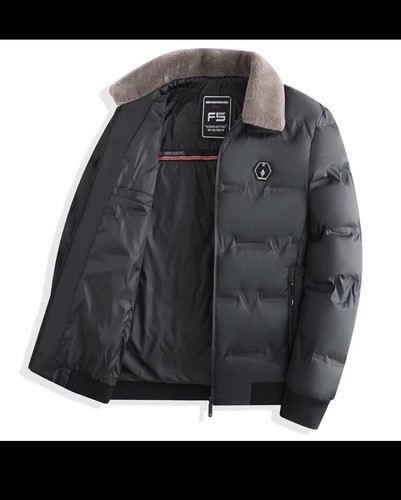 Men blue puffer jacket faux - puffer,