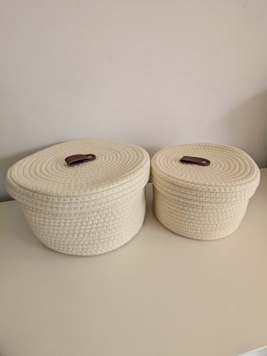 Cream cotton rope storage - 2,