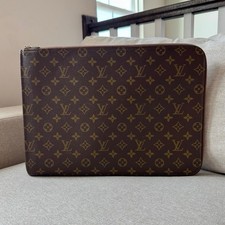 LOUIS VUITTON LV Monogram Porte Documents Briefcase Document Case Brown Canvas