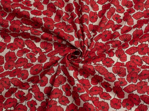 Printed polycotton fabric red - printed,