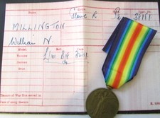 WW1 VICTORY MEDAL PTE WILLIAM N MILLINGTON 38181 GLOUCESTER REGIMENT